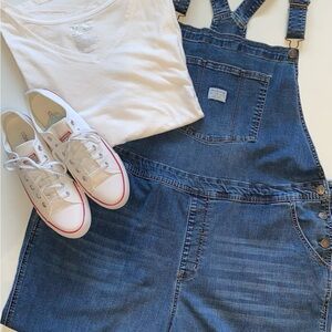 Wallflower Relaxed Wide Leg Denim Overalls